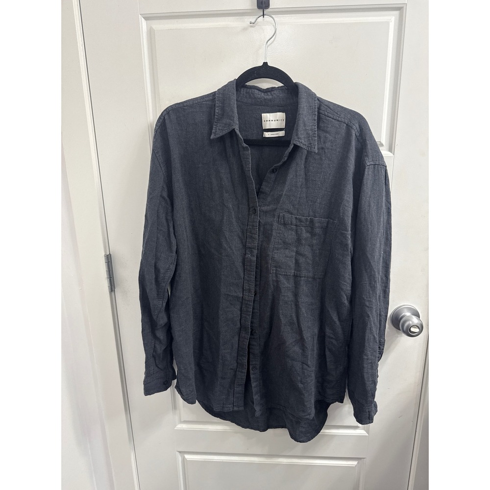 Community Aritzia Womens Charcoal Grey Oversized Button Down Shirt Size Medium